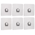 Magic Plastic Sticker Series Self Adhesive Hooks (Silver, Load Bearing Capacity of 3 Kg Each Hook) -Pack of 6