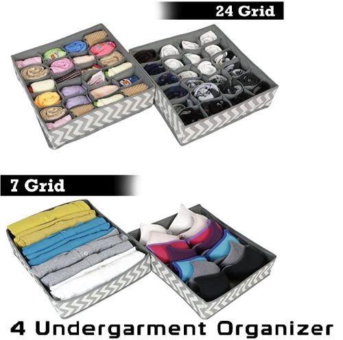 24 Grid Underwear Socks Storage Organizer With Foldable Closet