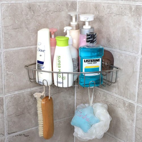 Happy date Shower Corner Shelf Caddy Shower Organizer Corner No Drill  Shower Storage Rust Proof Bathroom Corner Wall Shelf Shampoo Holder 