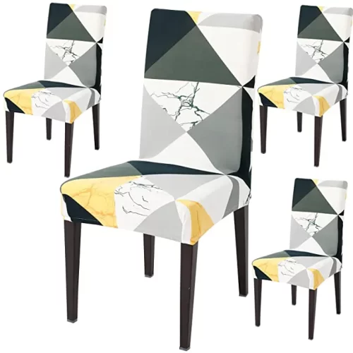 HOKIPO Stretchable Dining Chair Covers Set of Washable Slip Covers - Geometric Multicolor