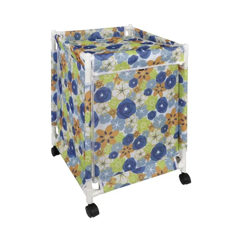 Premium Oxford Fabric Laundry Basket With Wheels | Large Laundry Hamper with Lid Cover | Rolling Laundry Clothes Basket Trolley, 60x44x44 cm, Multicolor