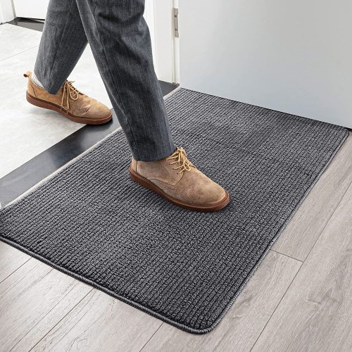 Luxury Polyester Doormat For Entrance, Staircase, Balcony Big Size 50X80cm, Dark Grey