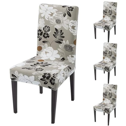 Premium 140 GSM Stretchable Elastic Chair Covers - Feather Brown Floral Design