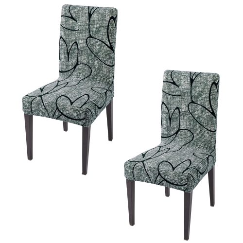 Premium 140 GSM Dinning Chair Covers -Stretchable, Intense Grey Abstract Floral