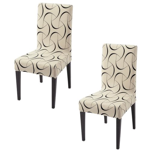 Premium 140 GSM Dinning Chair Covers 4 Seater and 6 Seater -Stretchable, Natural Beige Abstract