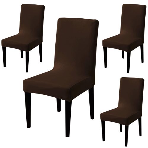 Premium Dinning Chair Covers, Velvet Series for Medium Size Chairs - 210 GSM, Stretchable, Brown