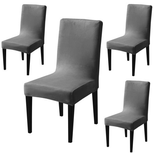 Premium Dinning Chair Covers, Velvet Series for Medium Size Chairs - 210 GSM, Stretchable, Dark Grey