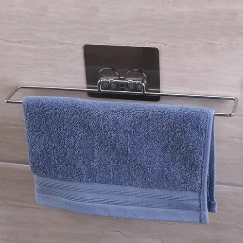 Magic Sticker Series Chrome Metal Self Adhesive Towel Napkin Holder for Kitchen and Bathroom