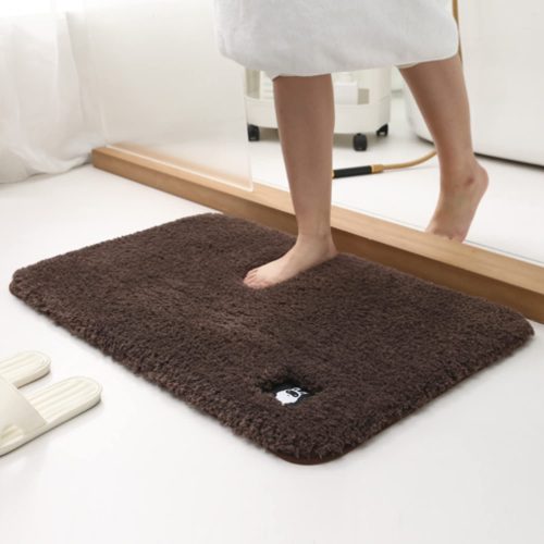 New Ultra Soft Shaggy Plush Machine Washable Floor Mat for Bathroom Entrance, Bedroom, Kitchen, Balcony 50x80 cm, Large, Brown