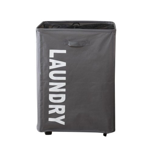 Laundry bag with Wheels | Drawstring Mesh Cover on Top, Grey - 61LTR