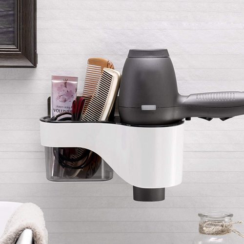 DIY Self-Adhesive Premium Durable Plastic Hair Dryer Stand (White / Black) - Magic Sticker Series