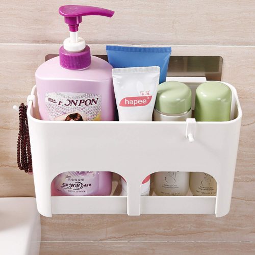 Self Adhesive Bathroom Rack | Kitchen Shelf Shower Caddy (White) - Virgin ABS Plastic