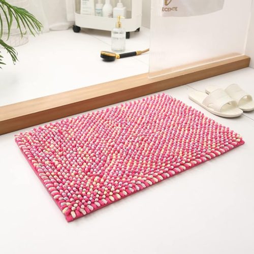 Super Soft Bathroom Mats Microfiber, Antiskid, Machine Washable (40 x 60 cm, Pink)