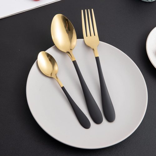 Gold Cutlery Set - 18 Pcs Stainless Steel Flatware, Mirror Finish with Gift Box - Elegant Dining Utensils