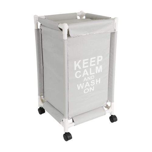 New Laundry Basket With Wheels | Laundry Hamper with Lid Cover | Rolling Laundry Clothes Basket Trolley, 68x35x35 cm, Grey